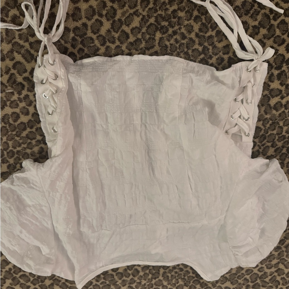 White Lace-Up Women's Top